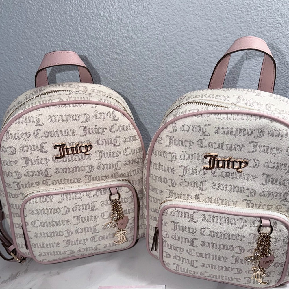 Juicy Couture Cream and Pink Logo Backpack